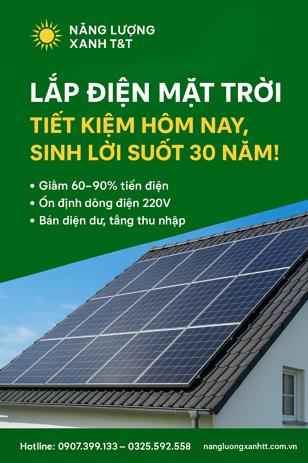 SỰ KHÁC BIỆT GIỮA CÓ LẮP NĂNG LƯỢNG MẶT TRỜI VÀ CHƯA LẮP