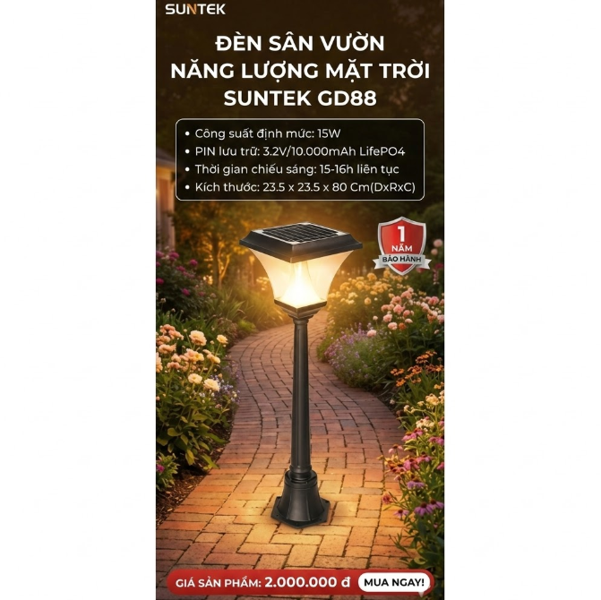 Đènn sân vườn năng lượng mặt trời SUNTEK GD88