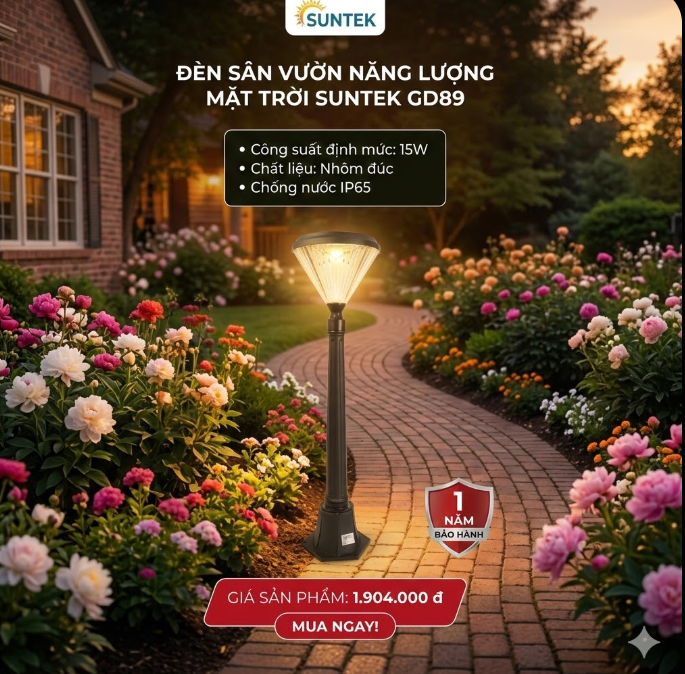 Đènn Sân Vườn  Năng Lượng Mặt  Trời  SUNTEK GD89