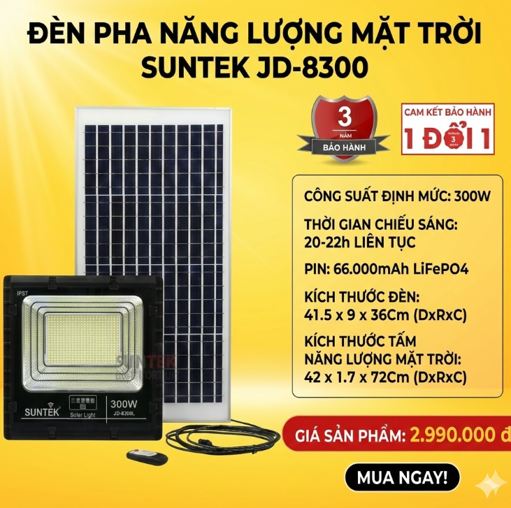 Đènn pha năng lượng mặt trời SUNTEK JD-8300