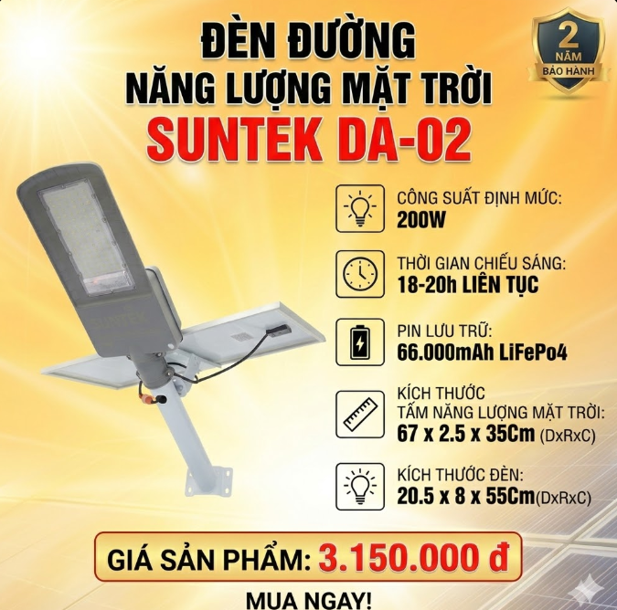 Đènn đường năng lượng mặt trời SUNTEK DA-02