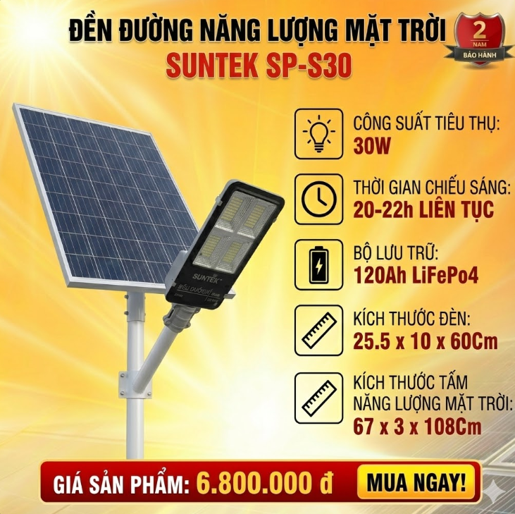 Đènn Cao áp năng lượng mặt trời SUNTEK SP-S30