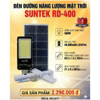 Bộ đènn đường năng  lượng mặt trời  .Model: RD-400,