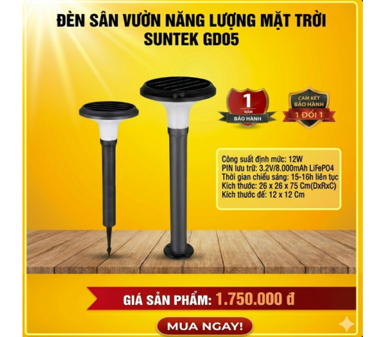 Đènn sân vườn năng lượng mặt trời SUNTEK GD05