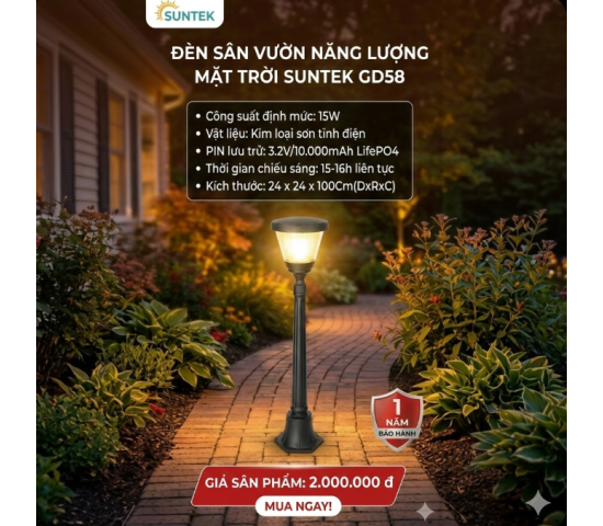 Đènn sân vườn năng lượng mặt trời SUNTEK GD58