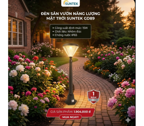 Đènn Sân Vườn  Năng Lượng Mặt  Trời  SUNTEK GD89
