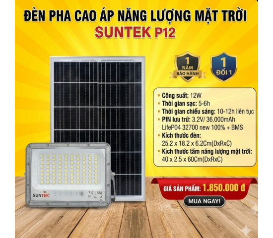 Đènn pha Cao áp năng lượng mặt trời SUNTEK P12