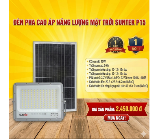 Đènn pha Cao áp năng lượng mặt trời SUNTEK P15