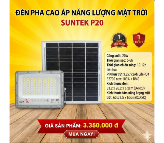 Đènn pha Cao áp năng lượng mặt trời SUNTEK P20