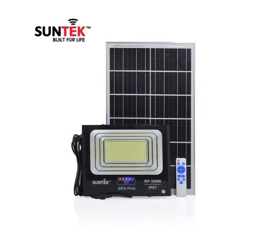 Bộ đèn pha led năng  lượng mặt trời  .Model: RP-200,  hiệu: Suntek. Bảo  hành 18 tháng