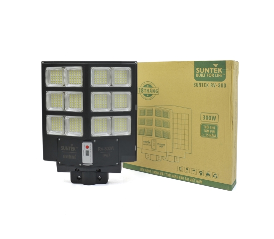 Bộ đèn đường gắn  liền tấm pin năng  lượng mặt trời  .Model: RV-300,