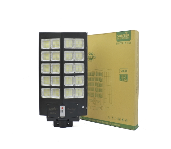 Bộ đèn đường gắn  liền tấm pin năng  lượng mặt trời  .Model: RV-500,