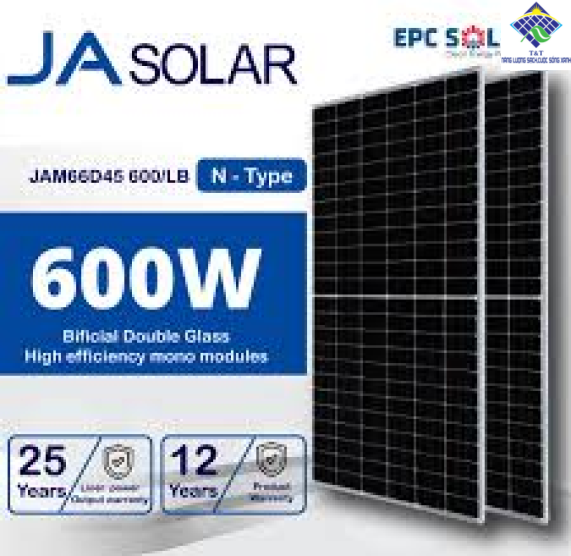 Tấm pin năng lượng mặt trời| 2 mặt kính| JA Solar 580W N-type |JAM66D42 580/MB 