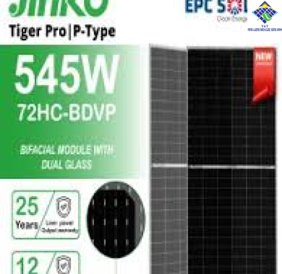 Tấm pin năng lượng mặt trời| 2 mặt kính Bifacial| Jinko Tiger Pro 545W P-type |72HC-BDVP