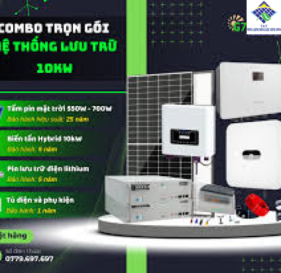 Hệ Thống Điện Năng Lượng Mặt Trời Hoà Lưới có Lưu Trữ 10kW Hybrid