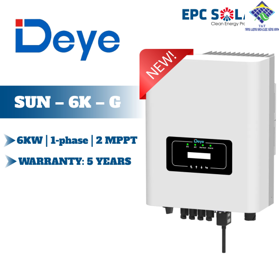SUN-6K-G| 6KW | 1 pha | 2 MPPT - Bộ biến tần hòa lưới một pha DEYE