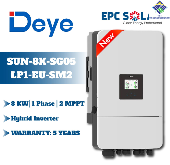 SUN-8K-SG05LP1-EU-SM2| 8KW | 1 pha | 2 MPPT|Áp thấp-Bộ biến tần hòa lưới có lưu trữ một pha DEYE