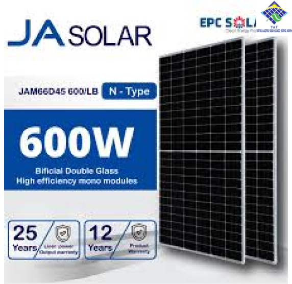 Tấm pin năng lượng mặt trời| 2 mặt kính| JA Solar 580W N-type |JAM66D42 580/MB 