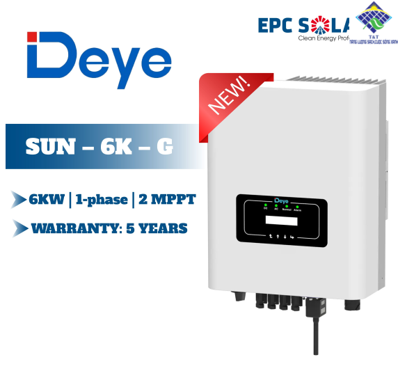 SUN-6K-G| 6KW | 1 pha | 2 MPPT - Bộ biến tần hòa lưới một pha DEYE